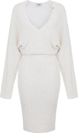 Elisabetta Franchi Midi Gebreide Jurk - Dames - Kleedjes - Beige - XS - Kleedjes