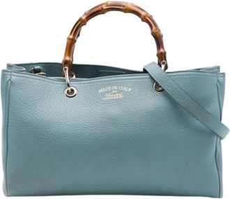 Gucci Pre-owned Bamboo Shopper Satchel - Dames - Vintage Handtas - Blauw - ONE Size - Leer - Vintage