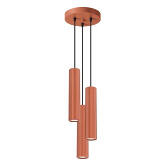 OEM L&aacute;mpara Colgante &Aacute;mbar 3 Gu10 Rojo Ocre Alu Lumilo 16.323.33