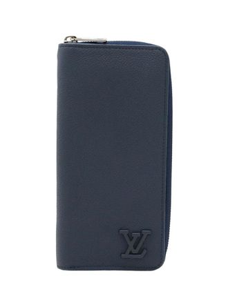 Louis Vuitton Blue Leather Zippy Wallet Vertical (Authentic Pre-Loved)