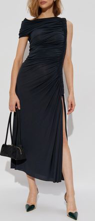 Alaia Dress With Draping, Womens, Navy Blue