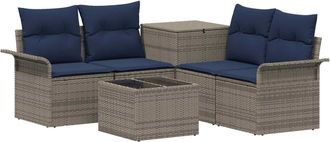 vidaXL Juego De Sof&aacute; 6 Uds. 4-n&uacute;mero De Plazas Gris Y Azul Marino Vidaxl