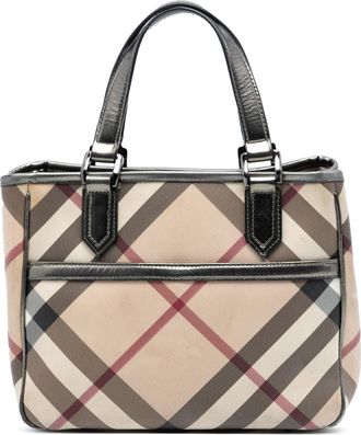 Burberry Tweedehands Supernova Gecheckte Gecoate Canvas Tote