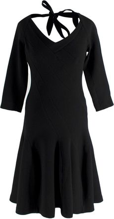 Roland Mouret Black Velvet Neck Tie Midi Dress Size S