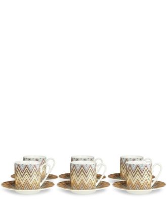 Missoni Home Zig Zag coffee cup set of 6 - Brown