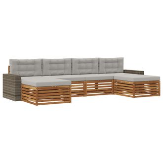 vidaXL Juegos De Sof&aacute;s Con Coj&iacute;n 6 Pcs Madera De Acacia S&oacute;lida Vidaxl