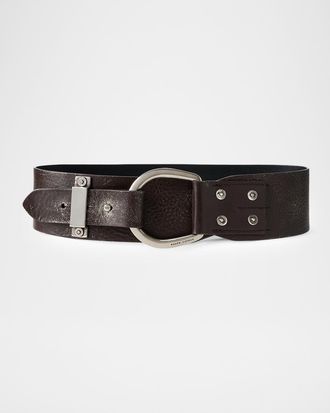 Ralph Lauren Collection Turn-Back Washed Leather Wide Belt