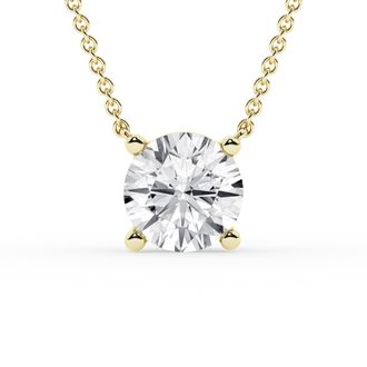 Grown Brilliance 2 Carat Round Lab Grown Diamond Pendant Necklace in 10K Yellow Gold, 18 Cable Chain, Lobster Clasp, G Color, SI Clarity