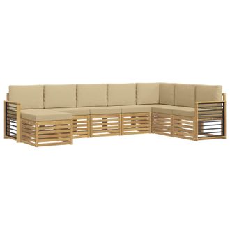vidaXL Conjunto De Sof&aacute;s De Exterior 8 Pcs Y Beige 306 X 187,5 X 73 Cm Vidaxl