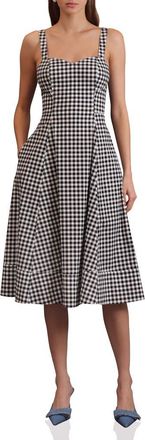 Avec Les Filles Fit and Flare Sweetheart Dress in Black/white Gingham at Nordstrom Rack, Size 10