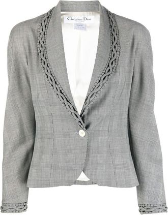 Dior 1990s checkered jacket - women - Silk/Wool - 36 - Black