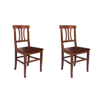 Dmora Dmora - Juego De 2 Sillas De Sal&oacute;n O Cocina, Estilo R&uacute;stico, Madera Maciza De Haya, Cm 44x44.5h89, Color Nogal