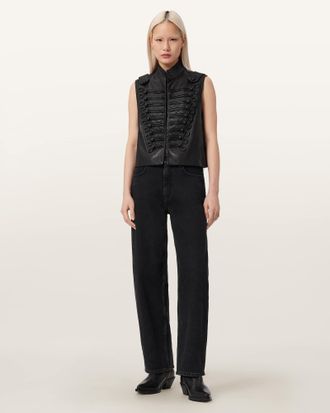 AllSaints Rummy Leather Gilet