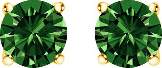 House of Brilliance 14K Gold 1/2 Cttw Lab Grown Green Diamond Classic Solitaire Stud Earrings with Pushback