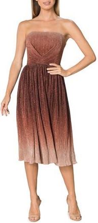Dress The Population Nadine Ombr&eacute; Metallic Strapless Fit & Flare Cocktail Dress in Burgundy Multi at Nordstrom Rack, Size X-Large