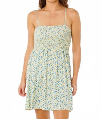 Rip Curl Surf Side Shirred Dress In Yellow