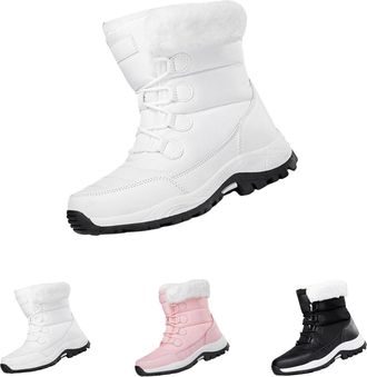 Generic Womens Waterproof Winter Snow Boots, Warm Comfortable Faux Fur Insulated Booties Ladies Anti-Slip Lightweight Outdoor Lace-Up Mid Calf Boots