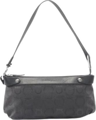 Ferragamo Pre-owned Shoulder Bags, female, Black, Size: ONE SIZE Pre-owned Canvas Shoulder Bag