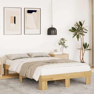 vidaXL Estructura De Cama Sin Colch&oacute;n 120x200 Cm Madera Maciza Roble Vidaxl