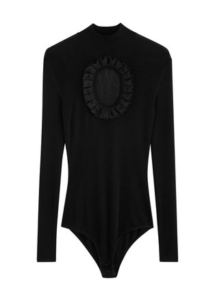 Self Portrait X Christopher Kane Cut-out Fine-knit Bodysuit - Black - S (UK8-10 / S)