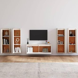 Berkfield Home TV Cabinets 5 pcs White Solid Wood Pine