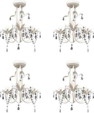 vidaXL Lámparas de araña de cristal 4 unidades blanco elegante vidaXL
