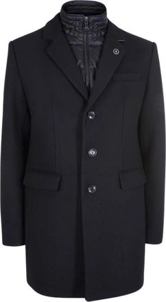 Yes-Zee Zwarte korte blazer met afneembare kraag - Heren - Blazers - Zwart - 2XL - Wol - Jassen