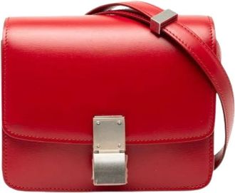 Celine Pre-owned Cross Body Bags, female, Red, Size: ONE SIZE Pre-owned Classic Box Small Leather Shoulder Bag