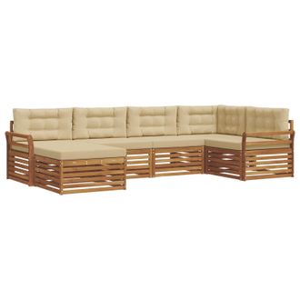 vidaXL Conjunto De Sof&aacute;s De Exterior Con Coj&iacute;n 6 Pcs Natural Y Beige Vidaxl