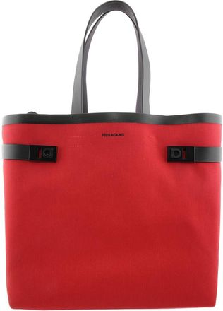 Ferragamo Gancini Buckles Canvas Tote Bag