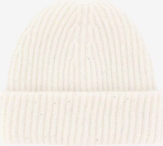 Fabiana Filippi Doppellagige Rippstrickmütze aus Platinum-Faden mit Pailletten