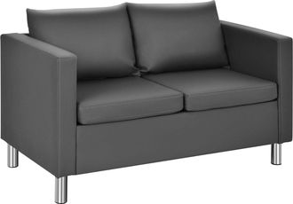 Costway Costway - Sof&aacute; Moderno De 2 Plazas Con Coj&iacute;n Y Patas De Metal Plateadas Conjunto De Sof&aacute; De Cuero Sint&eacute;tico Para Casa Y Oficina