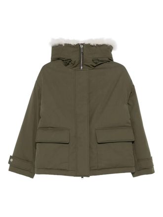 Yves Salomon hooded patch-pocket jacket - women - Polyamide/Lamb Fur/Cotton/Duck Down/Polyester/Duck Feathers - 40 - Green