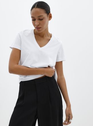 Contemporaine Womens Luxurious jersey V-neck T-shirt