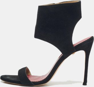Carolina Herrera Black Suede Ankle Strap Sandals