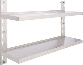 vidaXL 2-Tier Floating Wall Shelf Stainless Steel 120x30 cm vidaXL