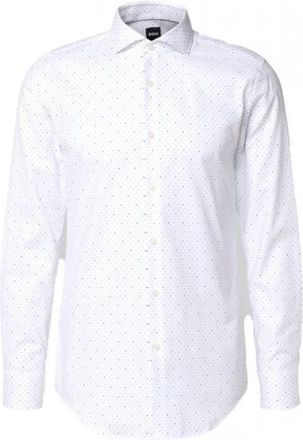HUGO BOSS Hank Shirt - Heren - Zakelijke Overhemden - Wit - M - Katoen - Overhemden