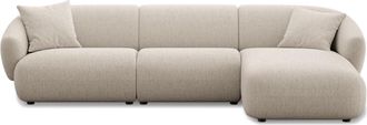 Castlery Auburn Chaise Sectional Sofa Right Facing Customized, Performance Classic Twill Light Grey, Spill Resistant, Modular for Castlery
