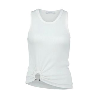 Paco Rabanne Sleeveless Tops, female, White, Size: XS Tank Top with Signature Piercing