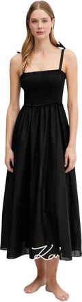 Karl Lagerfeld K/Signature Beachjurk - Dames - Casual kleedjes - Zwart - L - Katoen - Kleedjes
