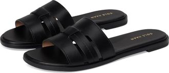 Cole Haan Flynn Slotted Sandals Womens Black Leather Comfort Slide GAL1424