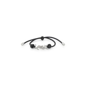 Saint Laurent Cassandre Cord Bracelet - Heren - Armbanden - Zwart - M - Leer - Accessoires