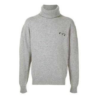 Off-white Unisex SS21 Logo Embroidery Sweater Gray OMHF018F20KNI0010910