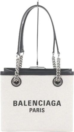 Balenciaga Pre-owned Duty Free Tote Canvas Leather Tote Bag - Dames - Vintage Shopper - Beige - ONE Size - Vintage