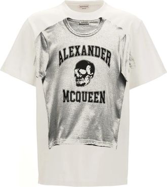 Alexander McQueen Tops, Heren, Veelkleurig, S, Katoen, Logo Print T-Shirt