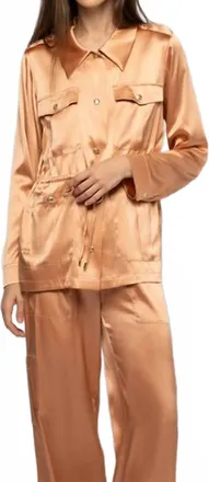 Max & Moi Vagnes Silk Safari Jacket In Camel