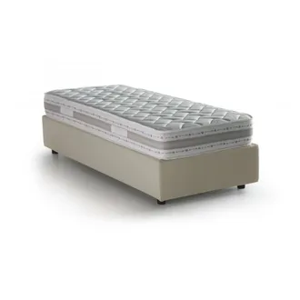 Talamo Italia Cama Individual Rachele, Cama Contenedor Con Revestimiento De Tela, 100% Made In Italy, Apertura Frontal, Con Colch&oacute;n 80x200 Cm Incluido, Beige, Con E