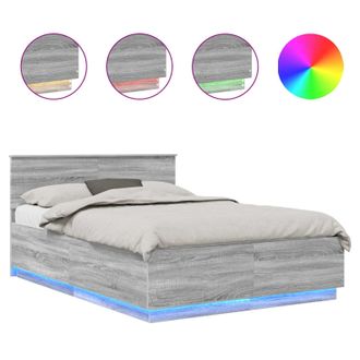 vidaXL Estructura De Cama Con Tiras Led Gris Sonoma 150 X 200 Cm Vidaxl