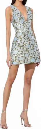 Alice & Olivia Tatum Mini Dress In Mineral Blue