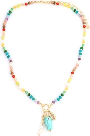 Panacea Beaded Fish Pendant Neckace in Multi at Nordstrom